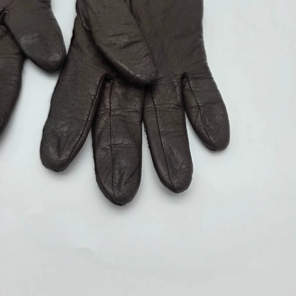 Fownes Vintage Leather Driving Gloves Women 7.5 Brown Lined Old‎ Money Classic